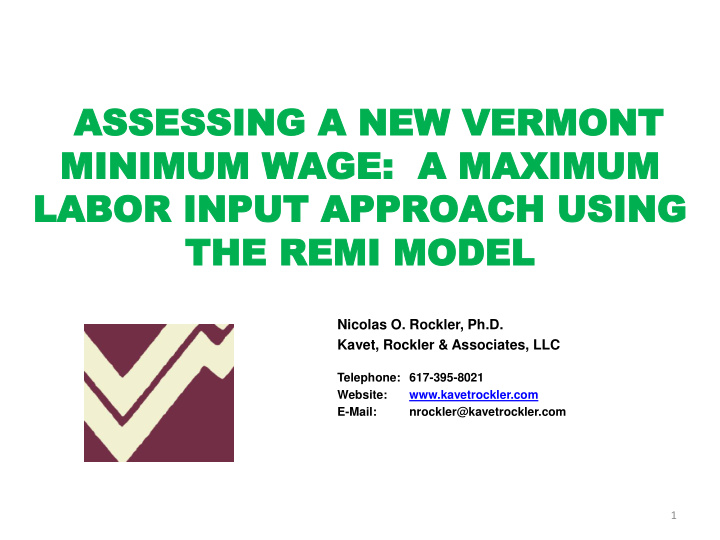 assessi assessing ng a new v a new vermont ermont