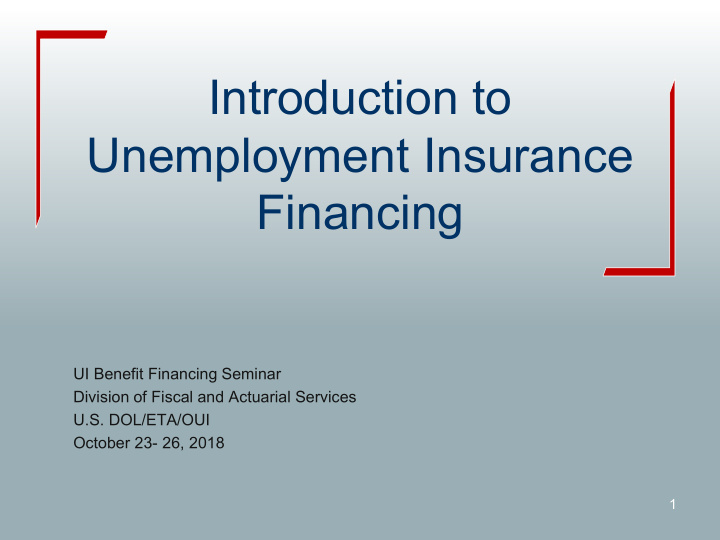 introduction to unemployment insurance financing