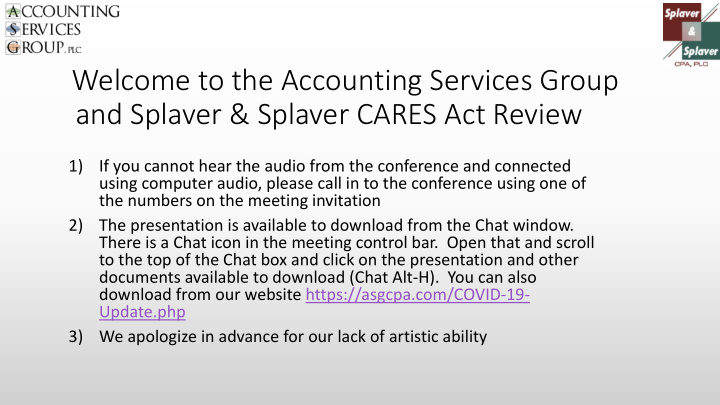 welcome to the accounting services group and splaver