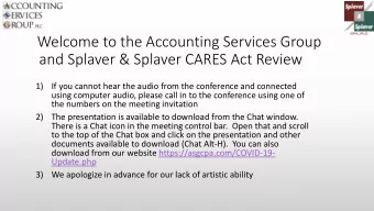 Welcome to the Accounting Services Group  and Splaver &amp; Splaver CARES Act Review  1)  If you