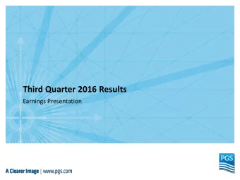 Third Quarter 2016 Results  Earnings Presentation  Cautionary Statement  This presentation