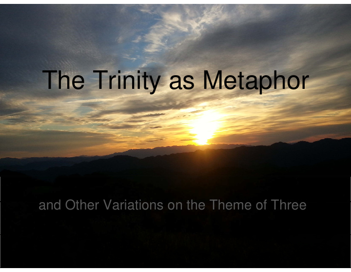 the trinity as metaphor