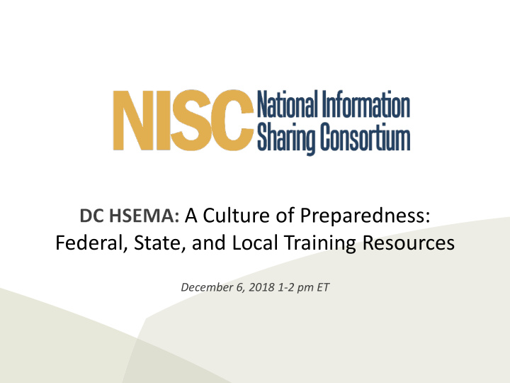 a culture of preparedness federal state and local