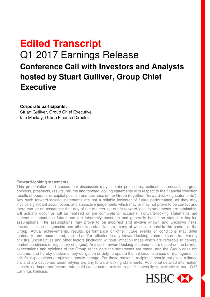 edited transcript q1 2017 earnings release