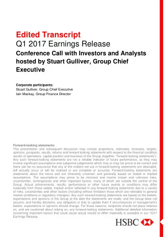 Edited Transcript  Q1 2017 Earnings Release  Conference Call with Investors and Analysts  hosted by