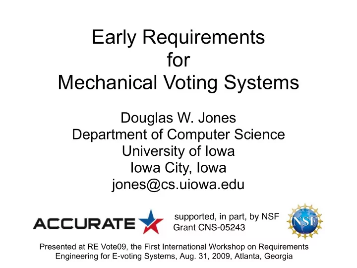 early requirements for mechanical voting systems