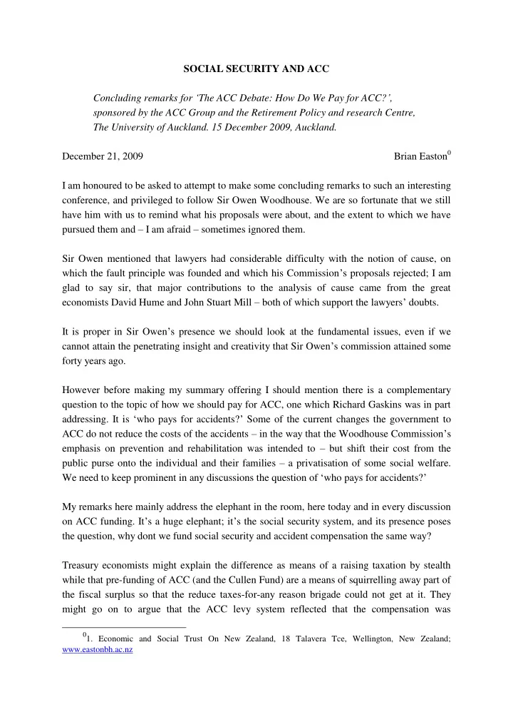 social security and acc concluding remarks for the acc