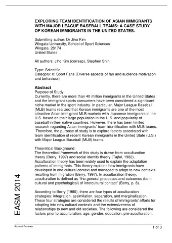 EASM 2014  acculturation is defined as the general processes and outcomes (both  cultural and