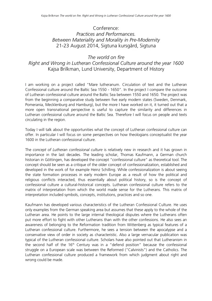 conference practices and performances between materiality