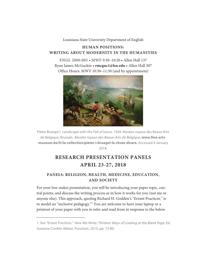 research presentation panels april 23 27 2018