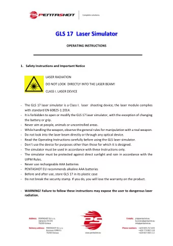 GLS 17  Laser Simulator  OPERATING INSTRUCTIONS 1. Safety Instructions and Important Notice  LASER