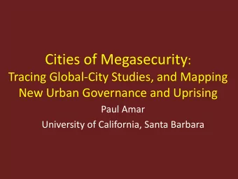 Agenda  Trace the intellectual history of global city  studies, as interventions in