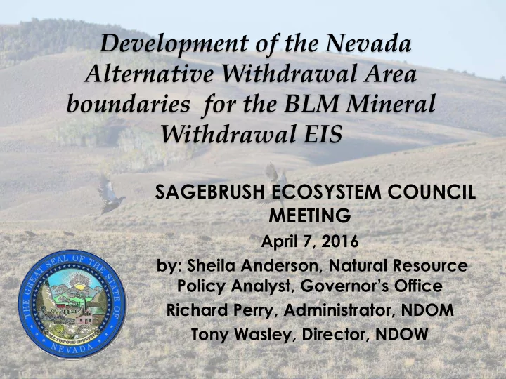 development of the nevada alternative withdrawal area