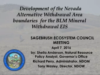 Development of the Nevada  Alternative Withdrawal Area  boundaries  for the BLM Mineral Withdrawal