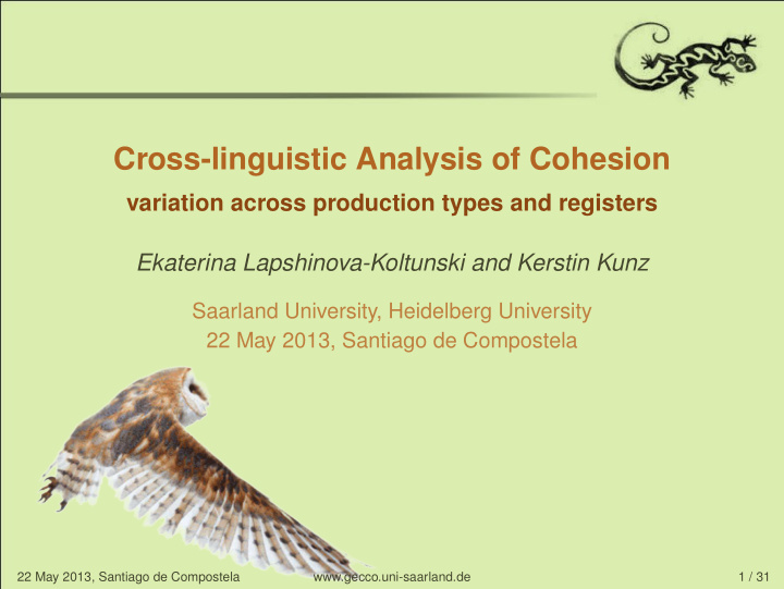 cross linguistic analysis of cohesion