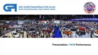 Presentation: 1H18 Performance  Contents  I.  Key Highlight  II. Company Overview  III. Financial