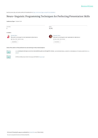 Neuro-linguistic Programming Techniques for Perfecting Presentation Skills Conference Paper