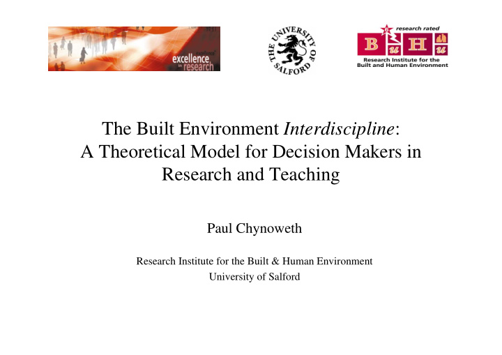 the built environment interdiscipline a theoretical model