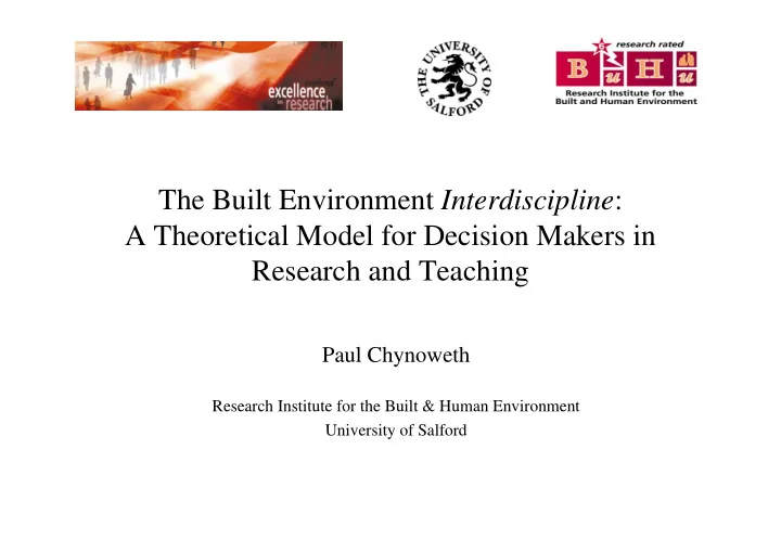 the built environment interdiscipline a theoretical model
