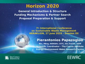 Horizon 2020  General Introduction &amp; Structure  Funding Mechanisms &amp; Partner Search