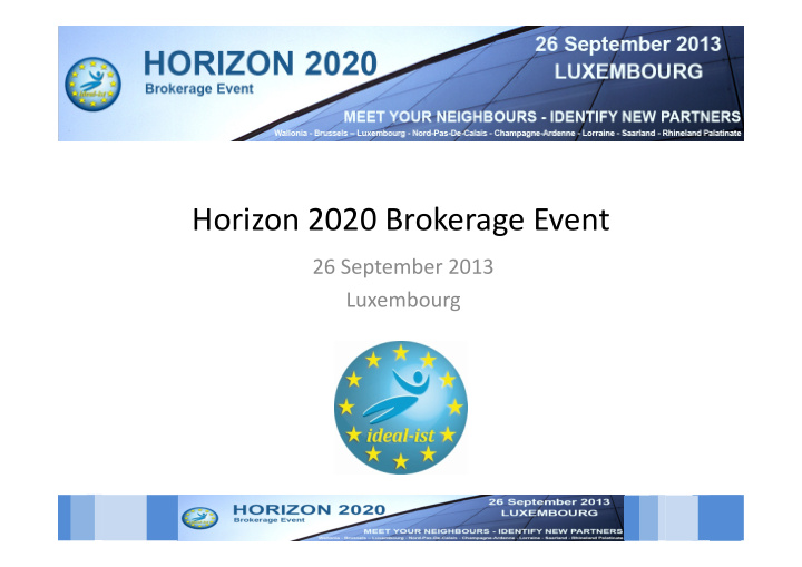 horizon 2020 brokerage event