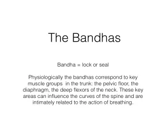 The Bandhas  Bandha = lock or seal  Physiologically the bandhas correspond to key  muscle groups
