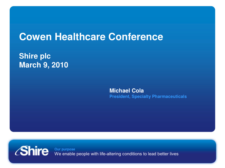 cowen healthcare conference