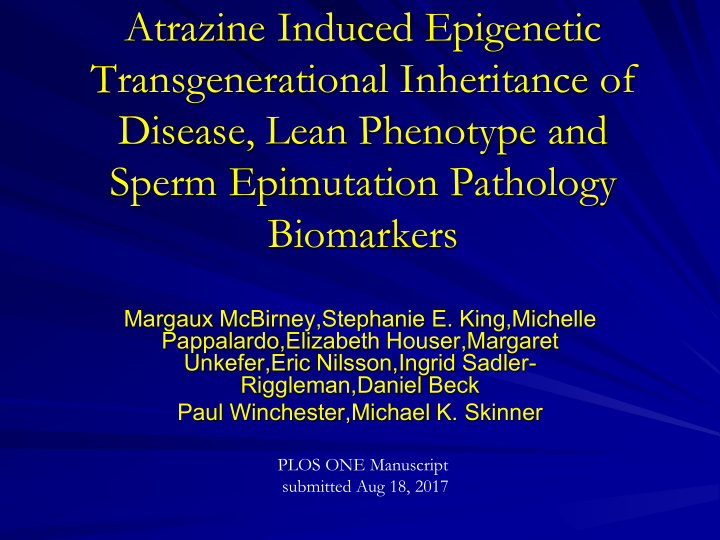 atrazine induced epigenetic transgenerational inheritance