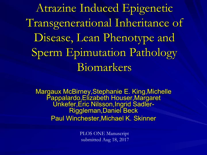 atrazine induced epigenetic transgenerational inheritance