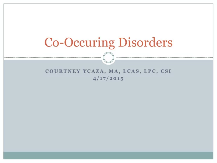 co occuring disorders