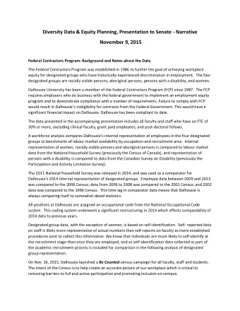 Diversity Data &amp; Equity Planning, Presentation to Senate - Narrative  November 9, 2015  Federal