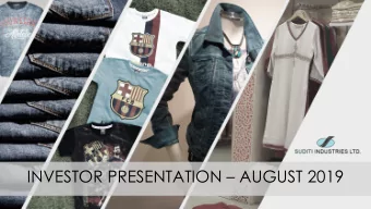 INVESTOR PRESENTATION  AUGUST 2019  Index  Executive Summary  Company Overview  Business