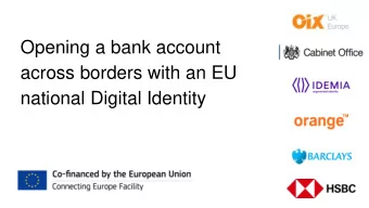 national Digital Identity  Problem statement  Increasing volumes of people are moving to new