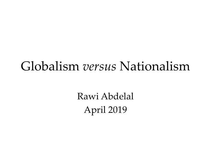 globalism versus nationalism