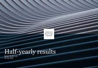 Half-yearly results  Robert Walters plc  30 July 2020  Half-yearly results  About us  Our strategy