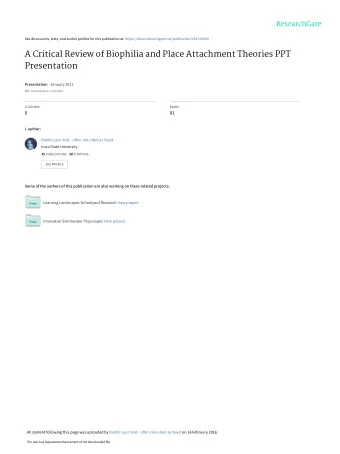 A Critical Review of Biophilia and Place Attachment Theories PPT  Presentation Presentation