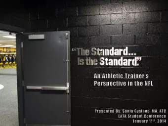 An Athletic Trainers  Perspective in the NFL What does The Standard mean?  In Football