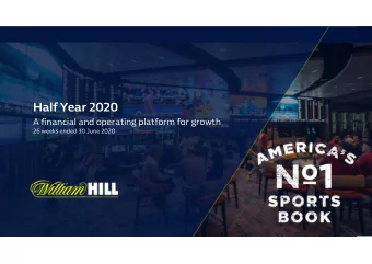 Half Year 2020  A financial and operating platform for growth  26 weeks ended 30 June 2020  2