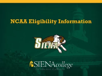 NCAA Eligibility Information  Steven Bari  Compliance Coordinator  Siena Saints Athletics