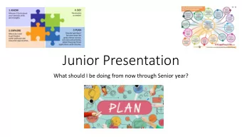 Junior Presentation  What should I be doing from now through Senior year?  Choices  1. Military  2.