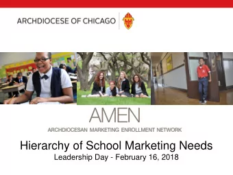 Hierarchy of School Marketing Needs  Leadership Day - February 16, 2018  Maslows Hierarchy of