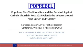 Populism, Neo-Traditionalism and the Backlash Against  Catholic Church in Post-2015 Poland: the