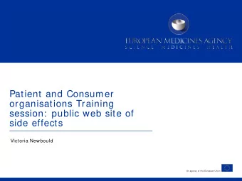 Patient and Consumer  organisations Training  session:  public web site of  side effects  Victoria