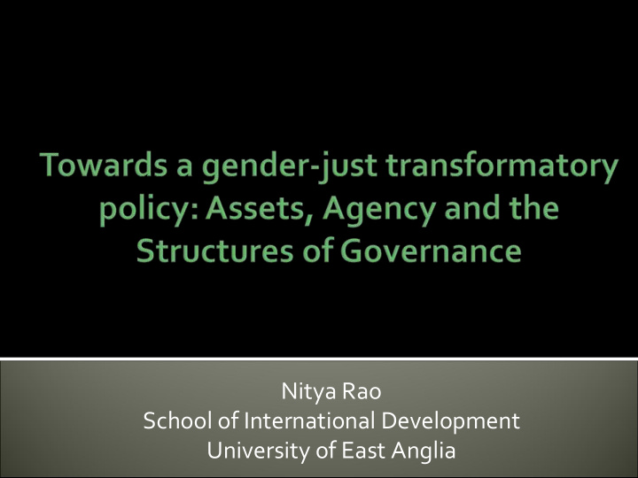 nitya rao school of international development university