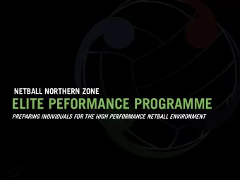 ELITE PEFORMANCE PROGRAMME  PREPARING INDIVIDUALS FOR THE HIGH PERFORMANCE NETBALL ENVIRONMENT