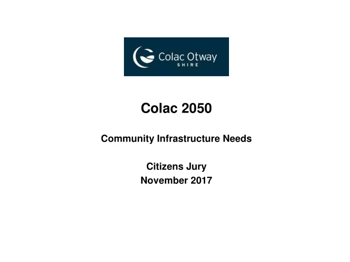 question what community infrastructure facilities does