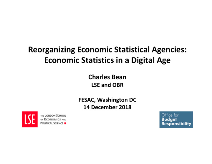 reorganizing economic statistical agencies economic