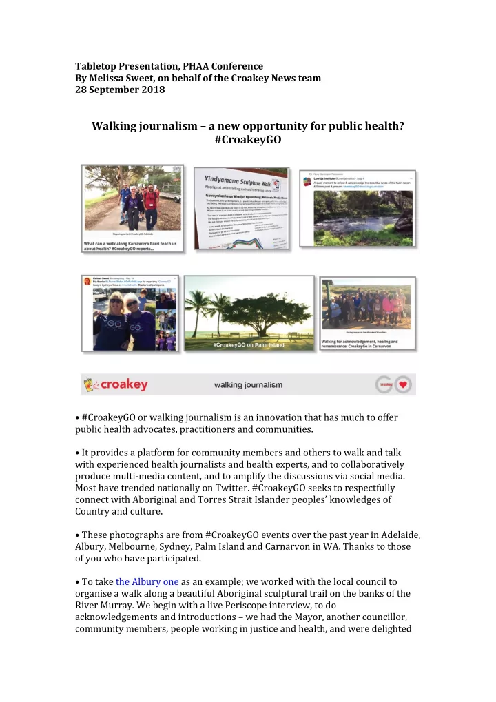 walking journalism a new opportunity for public health