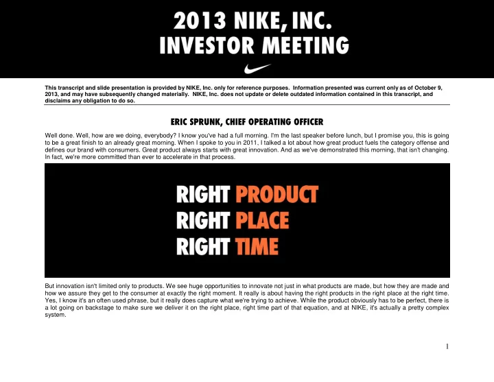 eric sprunk chief operating officer