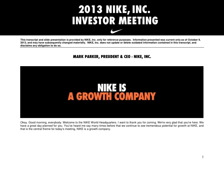 mark parker president ceo nike inc